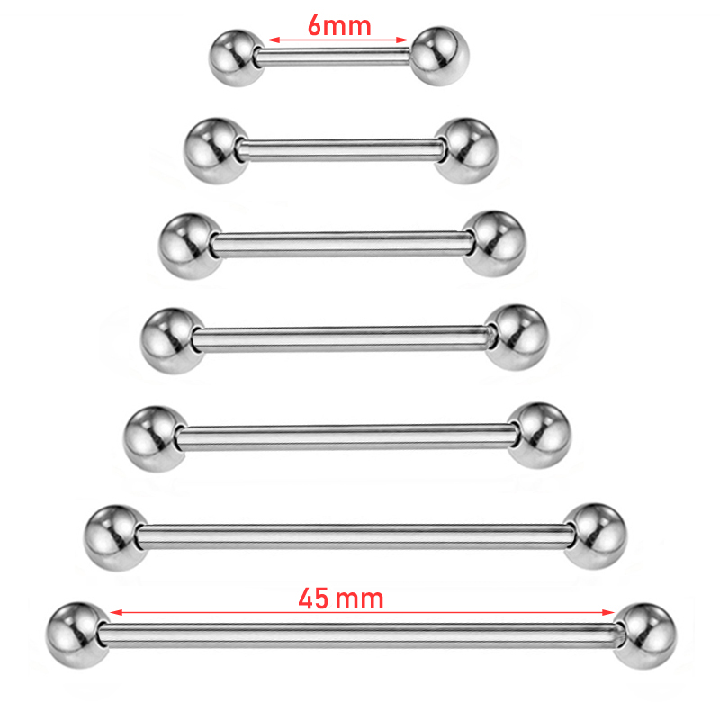 Industrial Barbell Long - 2 Miếng 14G/16G Phẫu Thuật Thép