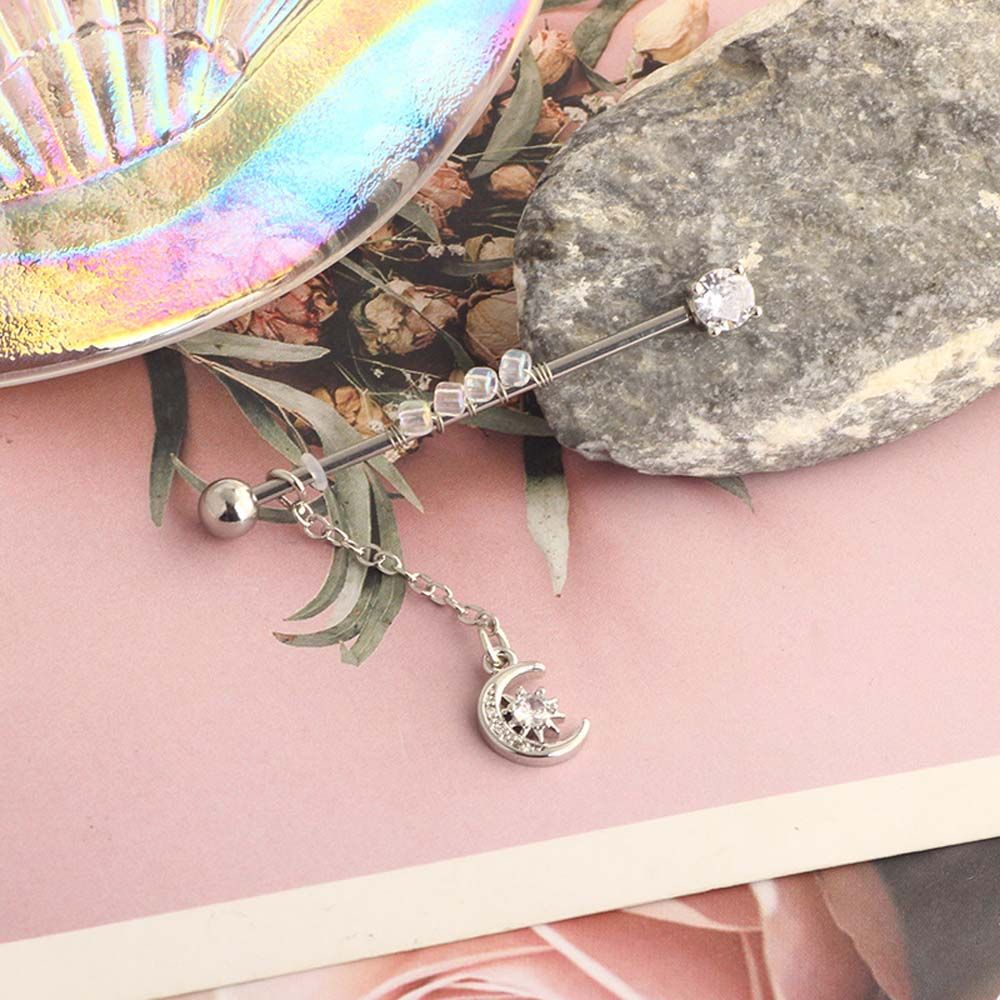 Punk Style Girls Gift Crystal  - đánh giá và giá Industrial Barbell Long