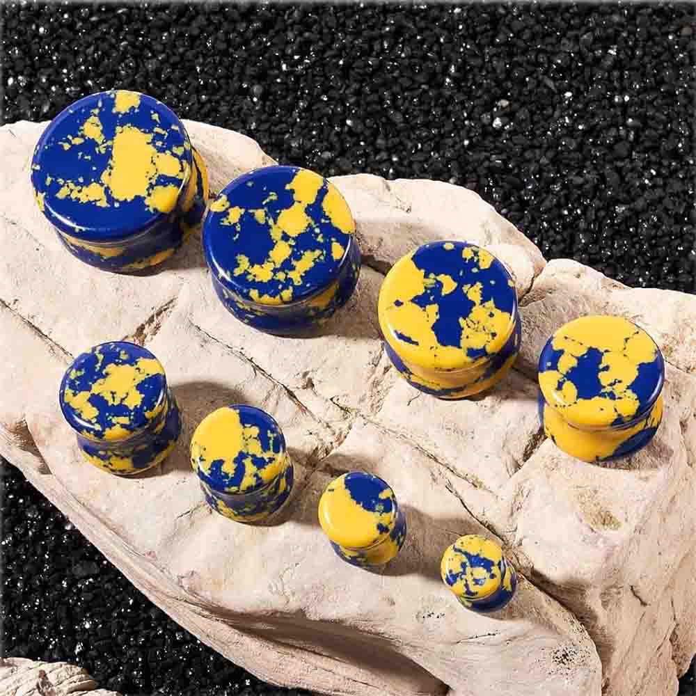 Stone Ear Gauges Plugs Saddle  - đánh giá và giá Yellow Body Jewelry