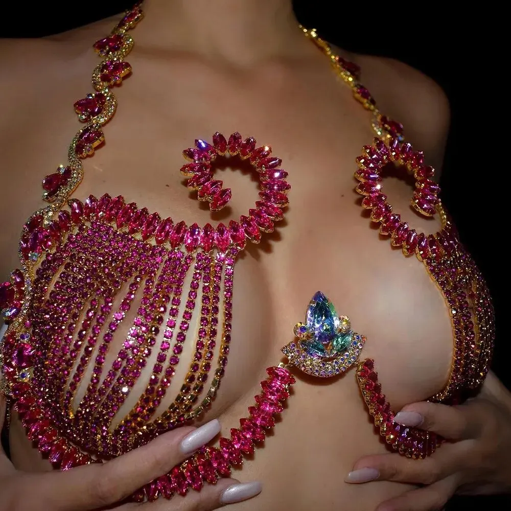 Rave Pink Crystal Chest Bracke - đánh giá và giá Body Jewelry Dress
