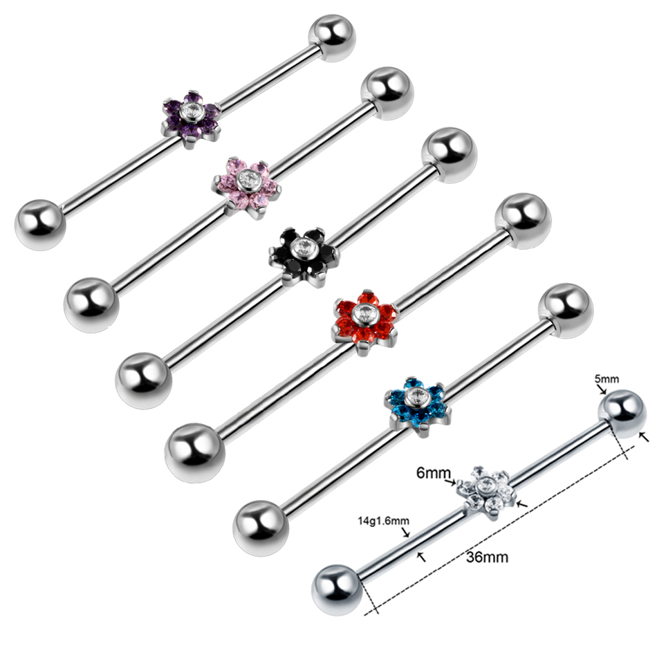 1 cái Titan Piercing Gem Barbe - đánh giá và giá Industrial Barbell Long
