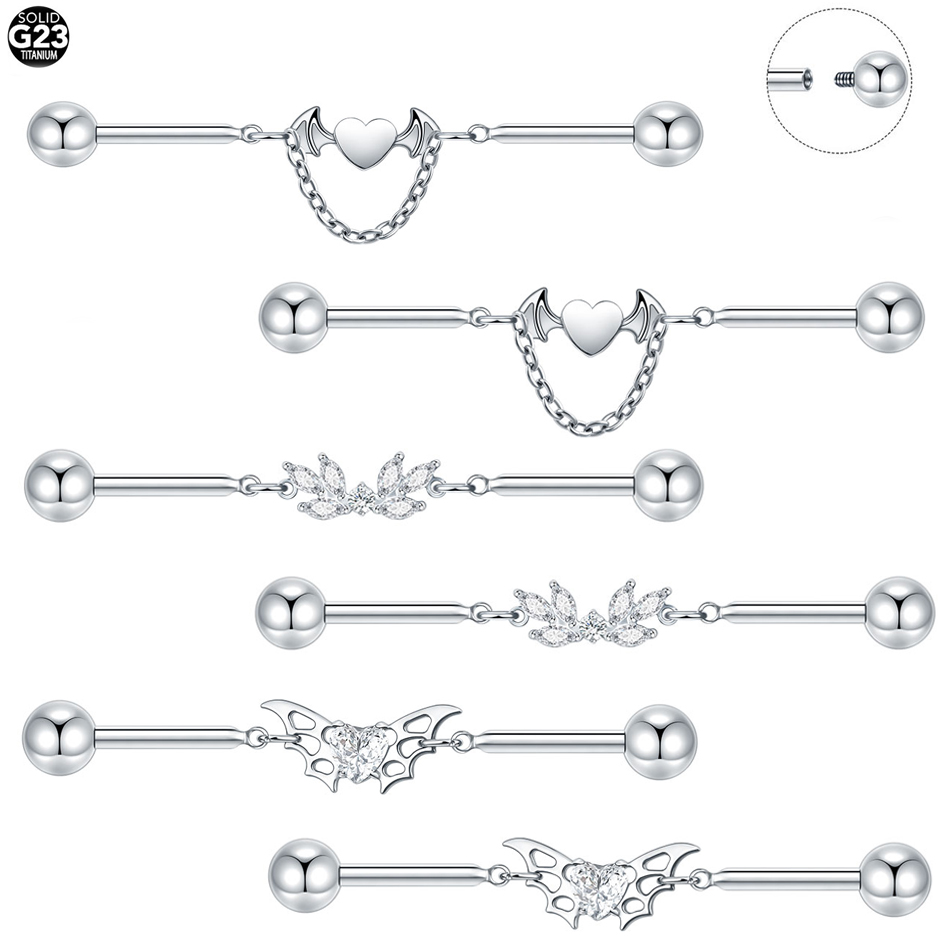 1Pc Titanium CZ Industrial Hel - đánh giá và giá Industrial Barbell Long
