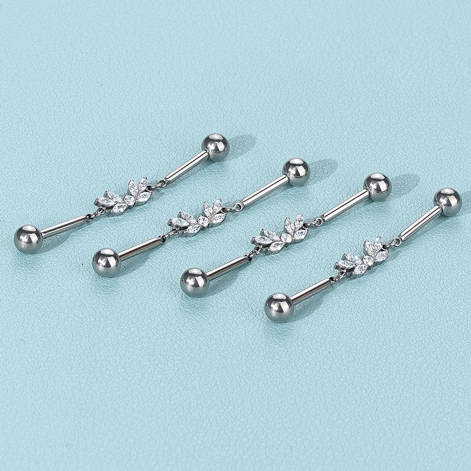 1Pc Titanium CZ Industrial Hel - đánh giá và giá Industrial Barbell Long